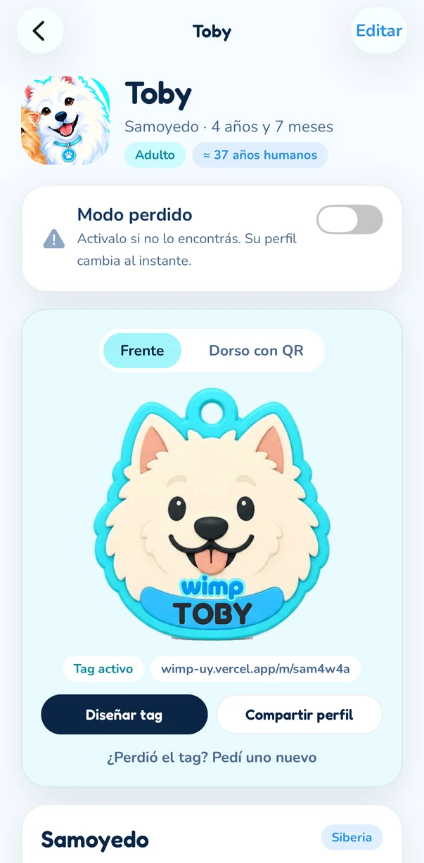 App WIMP: Su ficha