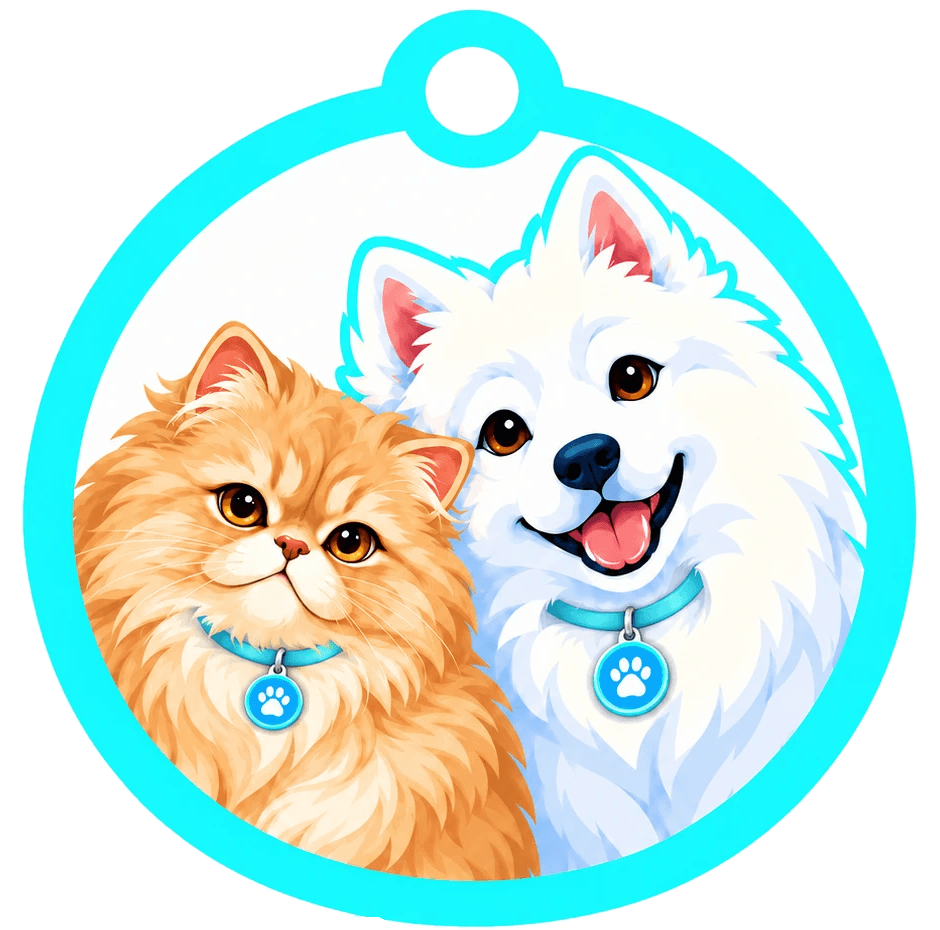Nube, un samoyedo blanco, y Mango, un gato persa naranja, dentro del tag de WIMP